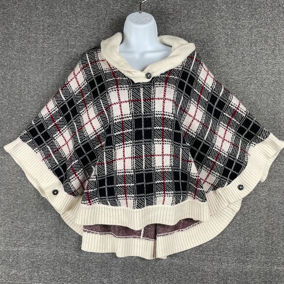 Talbots Poncho Sweater Womens Size S Plaid Lambswool Wool Office Cozy Soft Warm - Picture 1 of 11